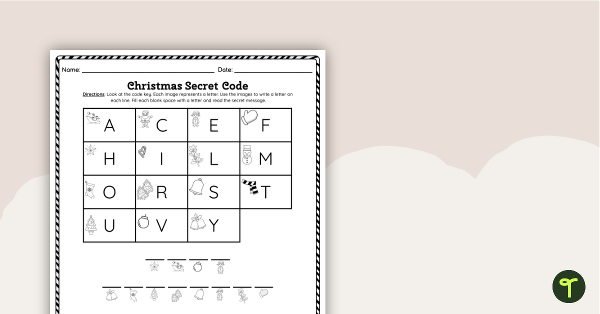 Christmas Code Breaker Puzzle - Worksheet teaching resource