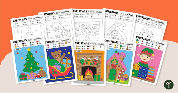 去Christmas Color by Number Pack teaching resource