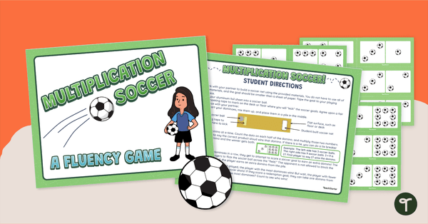 去Multiplication Soccer- Fluency Card Game teaching resource