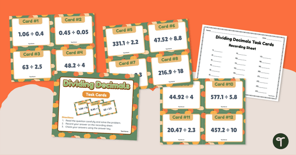 Go to Dividing Decimals Task Cards teaching resource