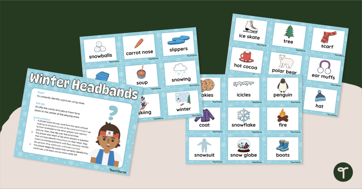 Winter Words Headbands Game teaching resource