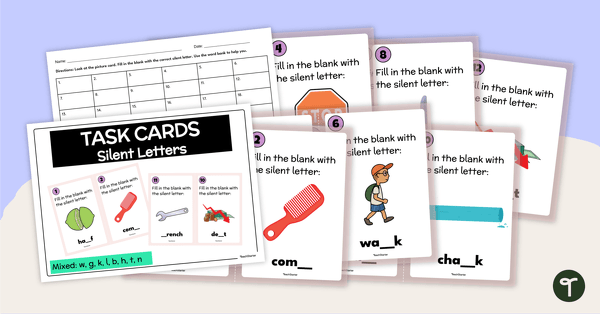 Go to Silent Letters Task Cards teaching resource
