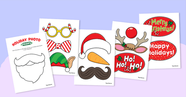 Go to Christmas Photo Booth Props - Printable teaching resource