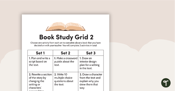 Go to Book Study Grid 2 - Upper Grades teaching resource
