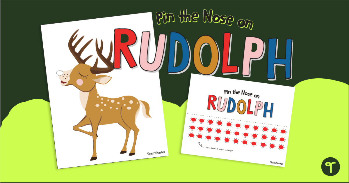 Pin the Nose on Rudolph - Classroom Party Game teaching resource