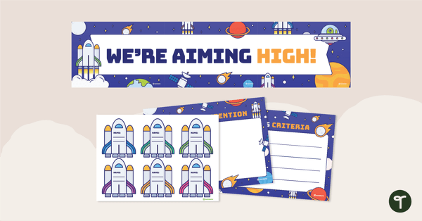 Go to Space Themed Bump It Up Data Wall Display teaching resource