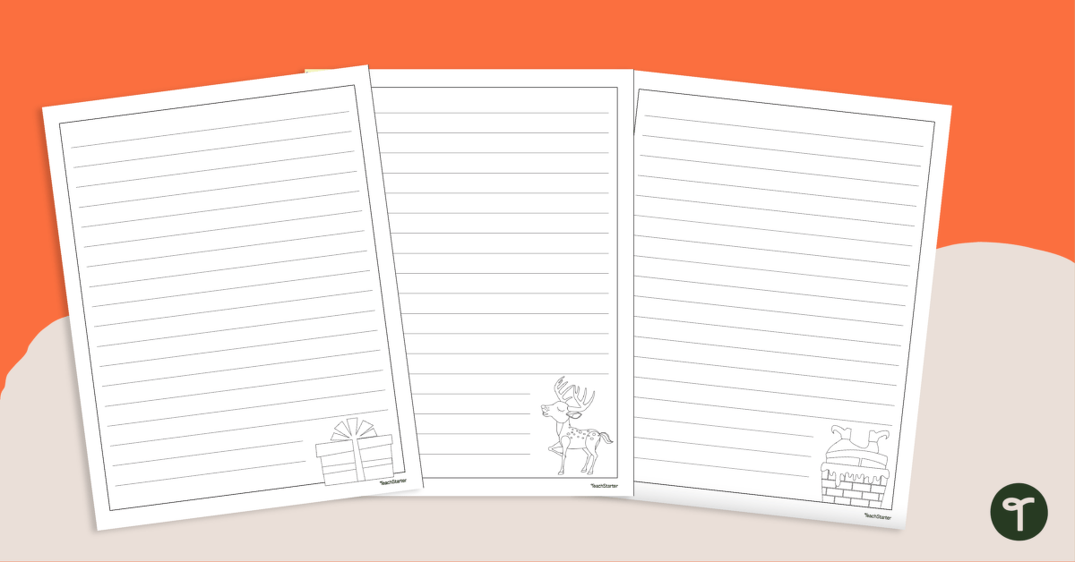 Printable Christmas Letter Paper - Wide Ruled teaching resource