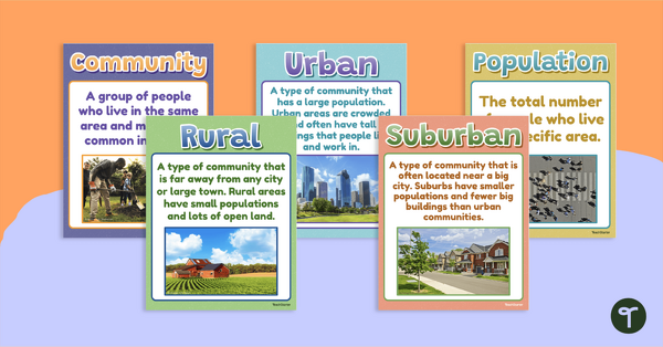 Go to Urban, Rural, and Suburban Community Anchor Charts teaching resource