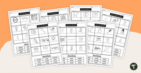 Go to Silent Letters Worksheets - Word and Picture Match Up teaching resource