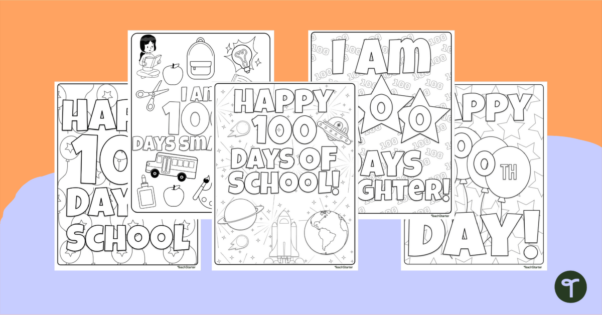 100th Day of School Coloring Page Pack teaching resource