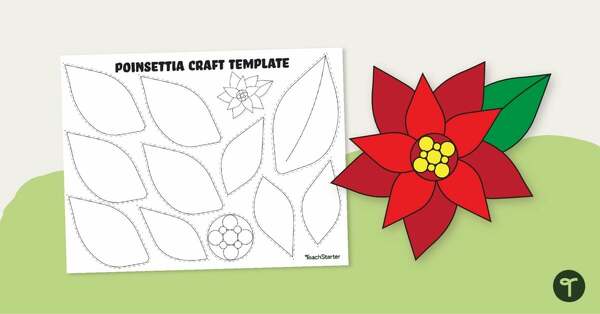 Christmas Poinsettia Craft Template teaching resource