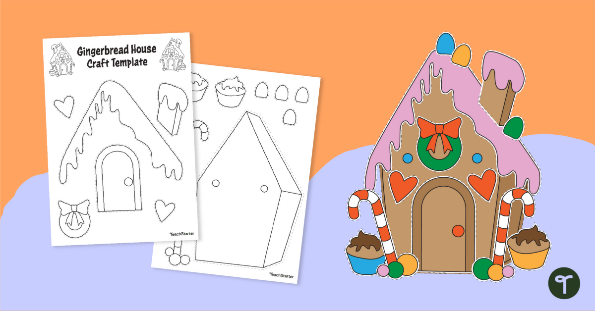 Christmas Gingerbread House Template teaching resource