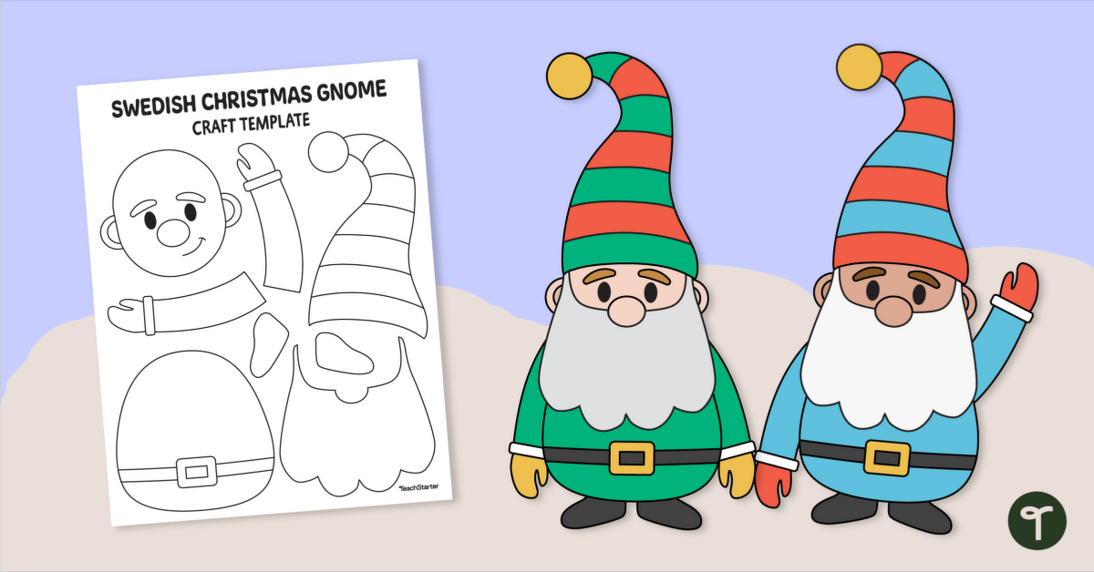Christmas Gnome Craft Template - Sweden teaching resource