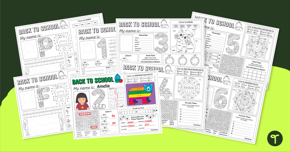Back to School Activity Mats - All Year Levels teaching resource