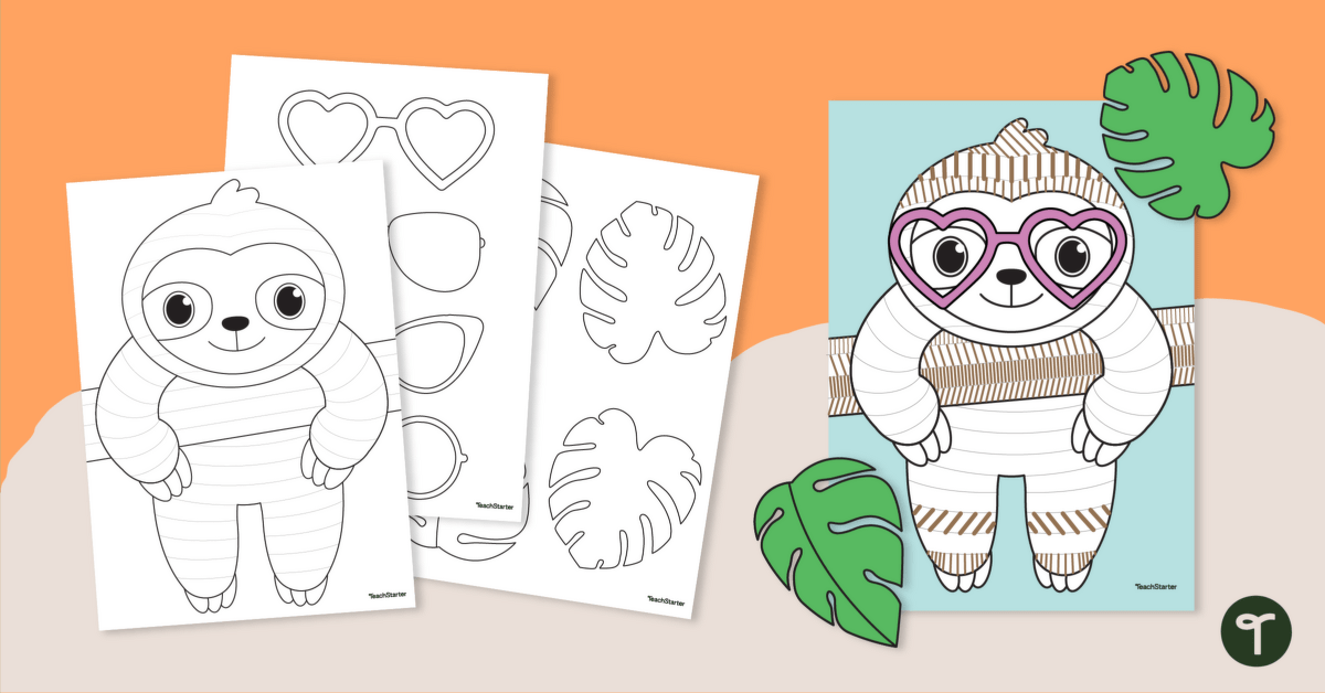 Funky Sloth Template teaching resource