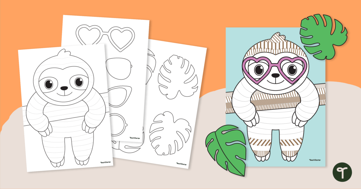 Funky Sloth Craft Template teaching resource