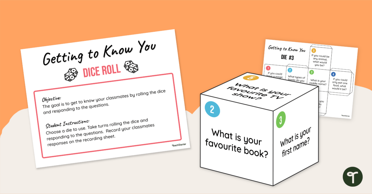 Back to School - Getting to Know You Dice Roll teaching resource