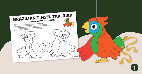 Brazilian Tinsel Tail Bird Ornament Craft teaching resource