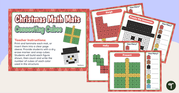 Christmas Snap Cube Math Mats teaching resource