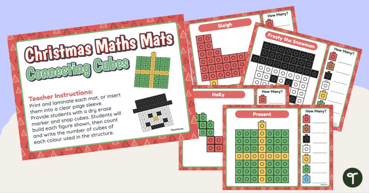 Christmas Snap Cube Maths Mats teaching resource