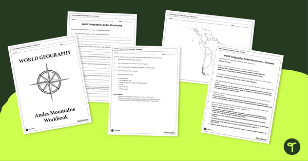 Analyze and Label South America - Andes Mountain Worksheet Pack teaching resource