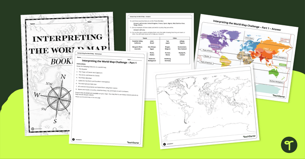 Go to Interpreting the World Map Worksheet Pack teaching resource