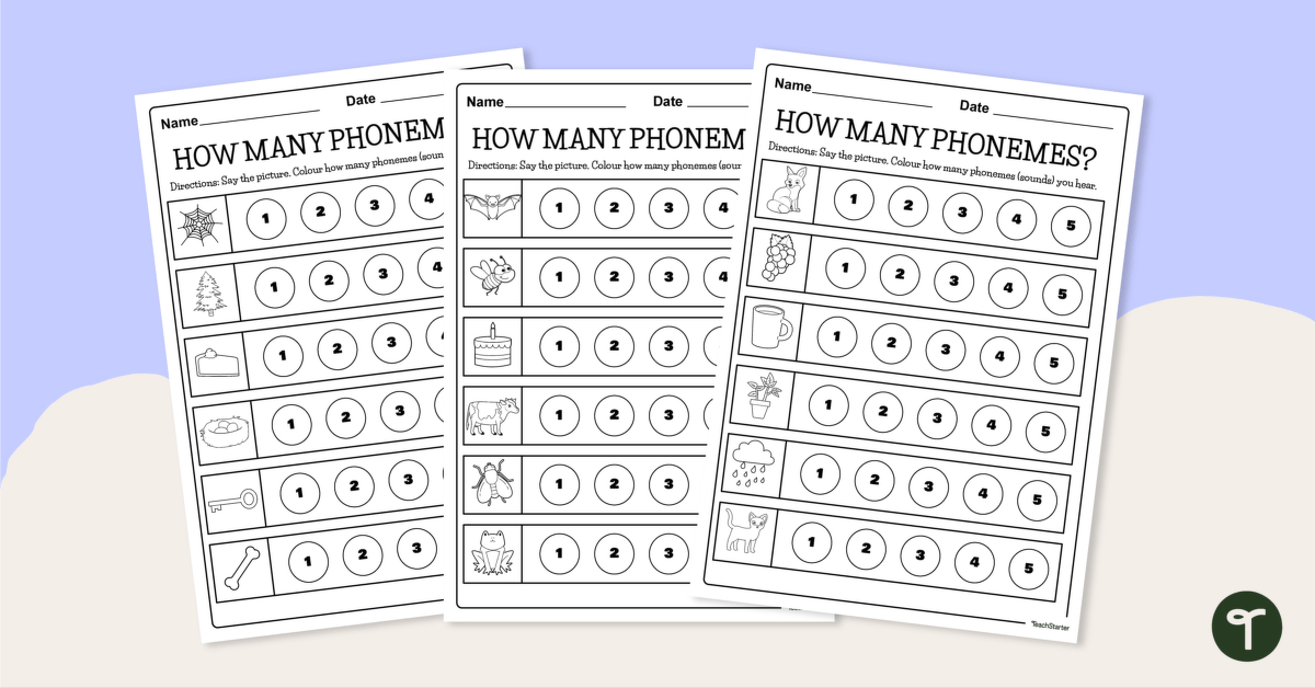 How Many Phonemes? Worksheets teaching resource