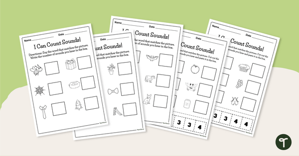 Go to I Can Count Sounds! - Phoneme Segmentation Worksheets teaching resource
