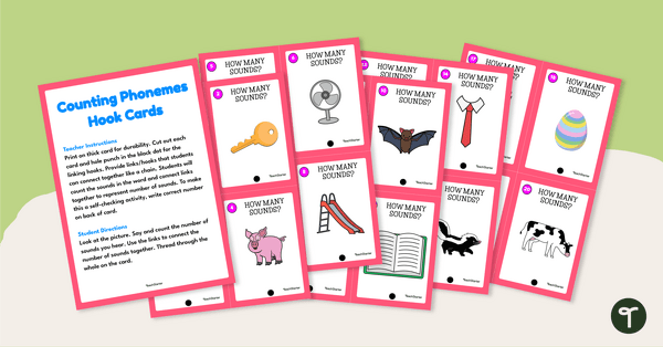 Go to Phoneme Segmentation - Count and Hook Cards teaching resource