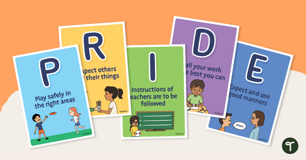 Go to PRIDE Classroom Rules Poster Set teaching resource