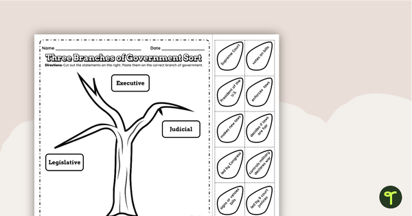 Three Branches Of Government Tree Worksheet