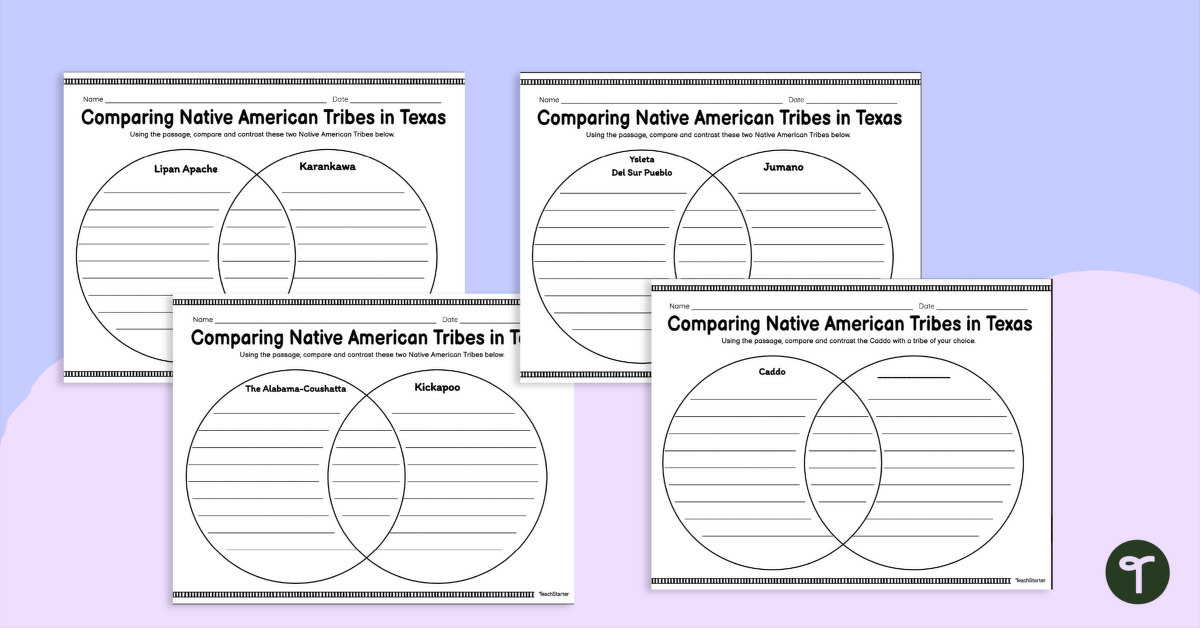 Native American Tribes in Texas - Venn Diagrams teaching resource