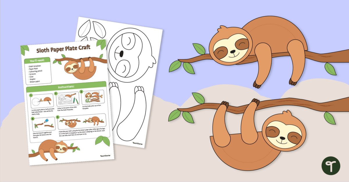 Sloth Paper Craft Template teaching resource