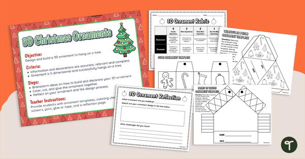 3D Christmas Ornaments teaching resource