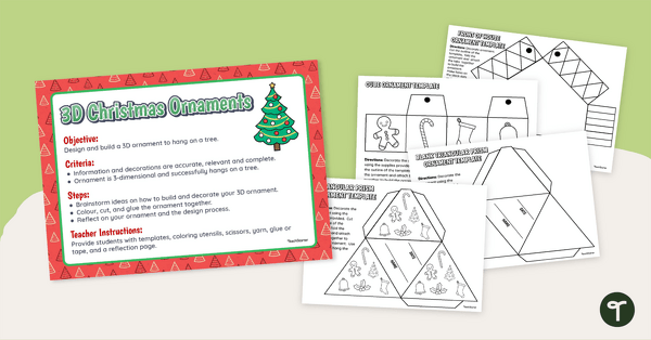 3D Christmas Paper Ornaments teaching resource