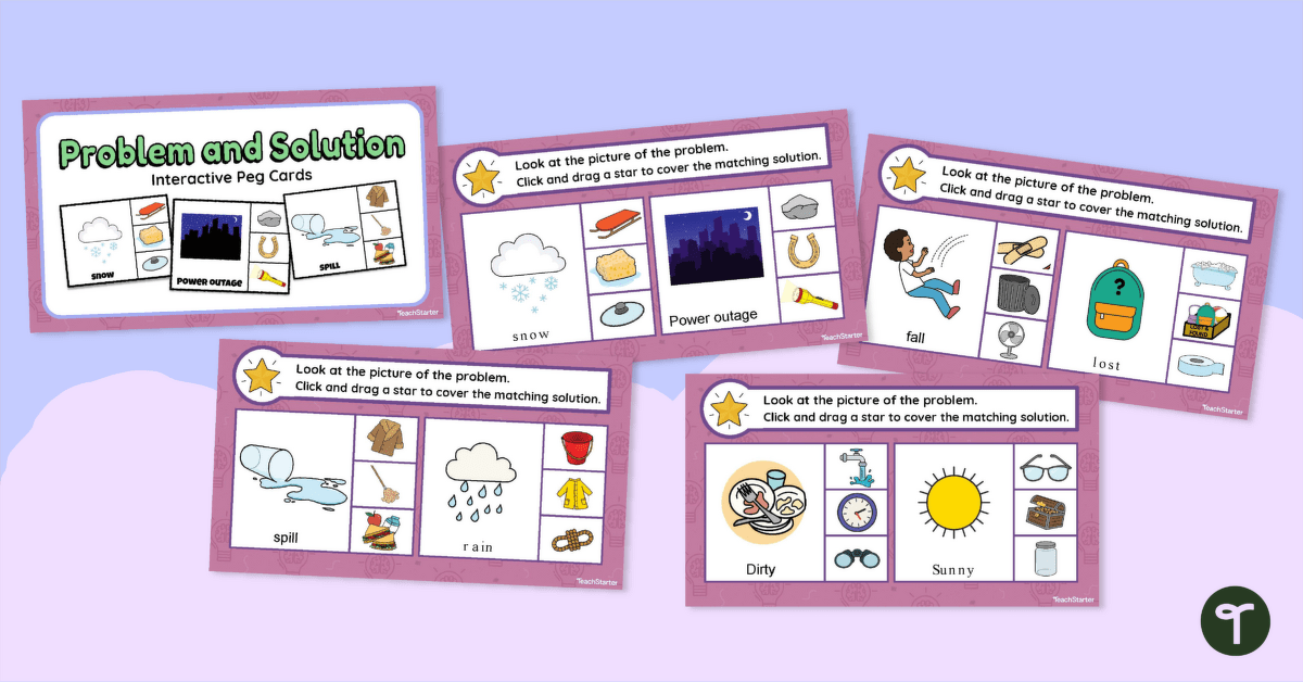Problem and Solution Interactive Peg Cards teaching resource