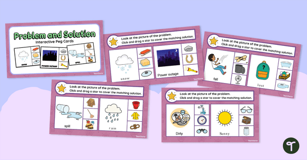 Go to Problem and Solution Interactive Peg Cards teaching resource