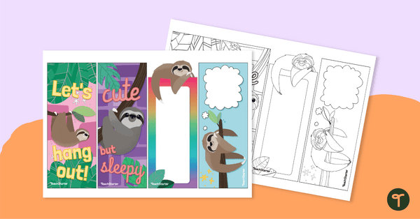 Sloth Mindfulness Bookmarks teaching resource