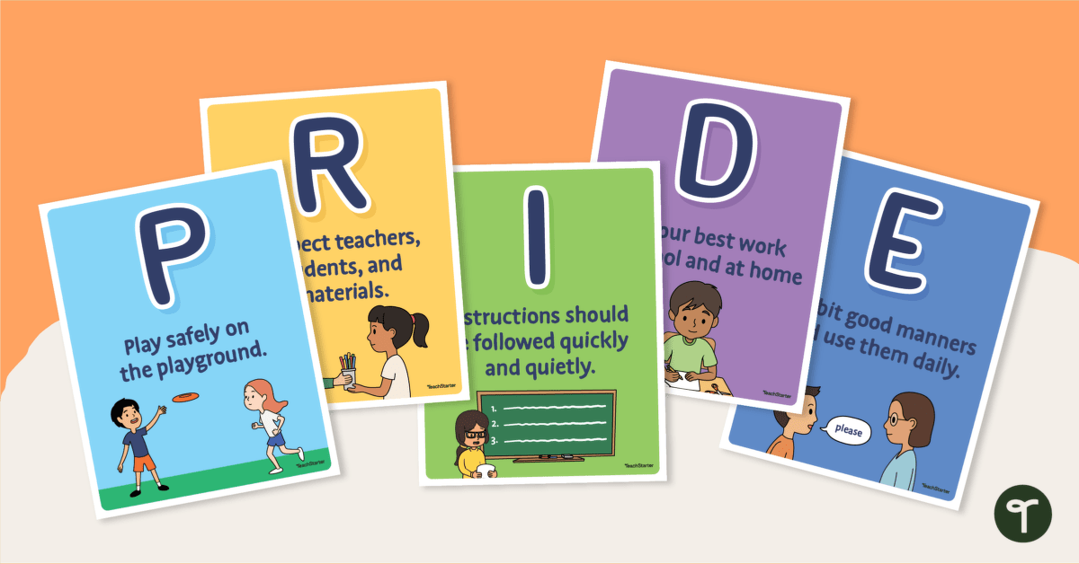 P.R.I.D.E. Classroom Rules Poster Set teaching resource