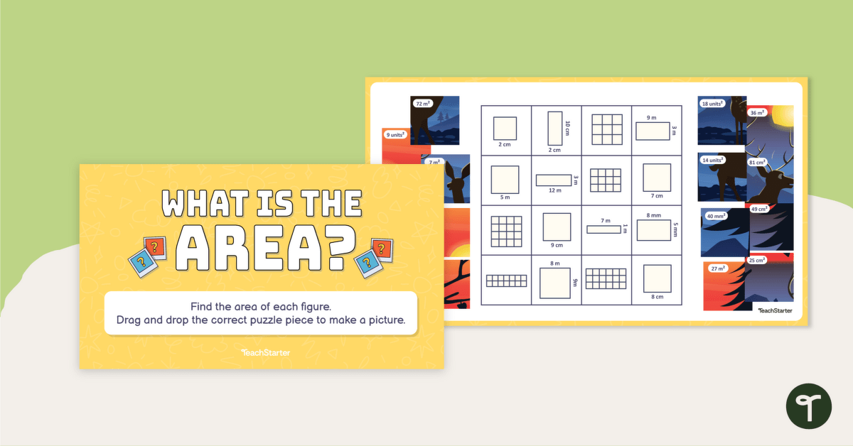 Interactive Area Puzzle (Squares and Rectangles) teaching resource