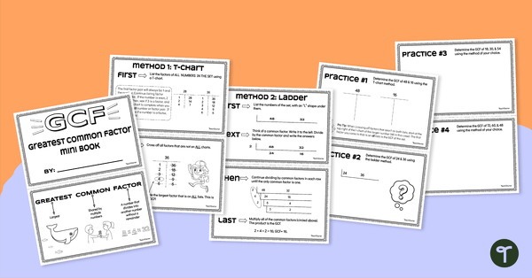 Go to Greatest Common Factor – Mini Book teaching resource