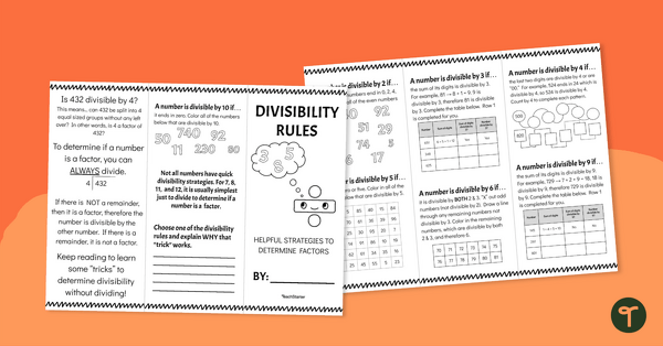 Go to Divisibility Rules Brochure Template teaching resource