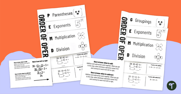 Go to Order of Operations Flipbook teaching resource