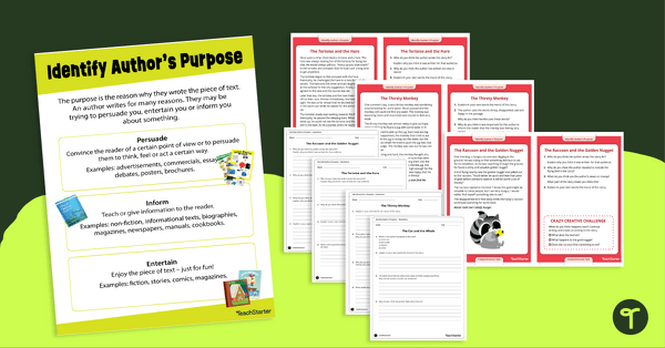 Go to Comprehension Task Cards - Identifying Author's Purpose teaching resource