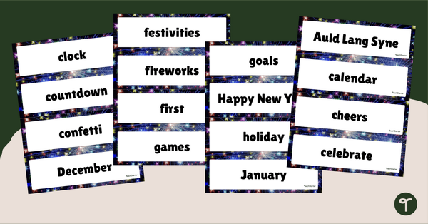 Image of New Years - Word Wall Cards
