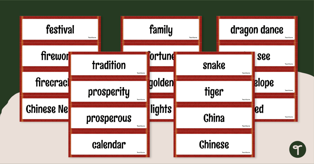 Chinese New Year - Word Wall Cards teaching resource