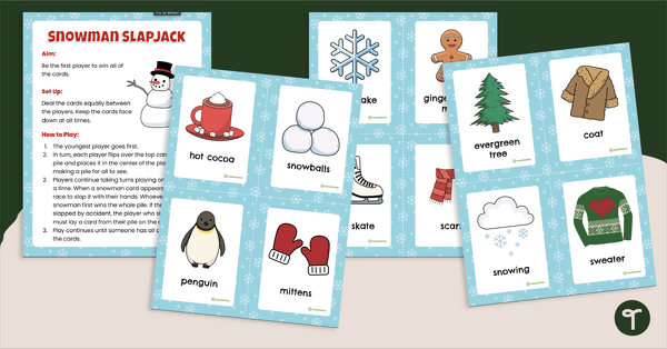 Snowman Slapjack Card Game teaching resource