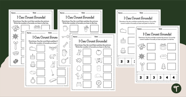 I Can Count Sounds! - Phoneme Segmentation Worksheets teaching resource