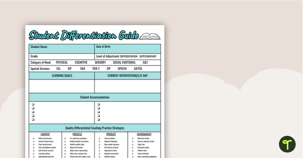 Go to Student Differentiation Guide - Data Tracker teaching resource