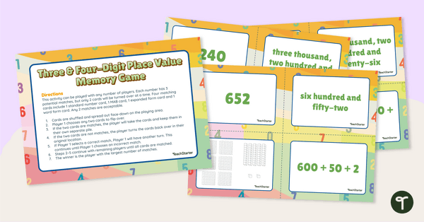 Go to Three and Four-Digit Place Value Memory Game teaching resource